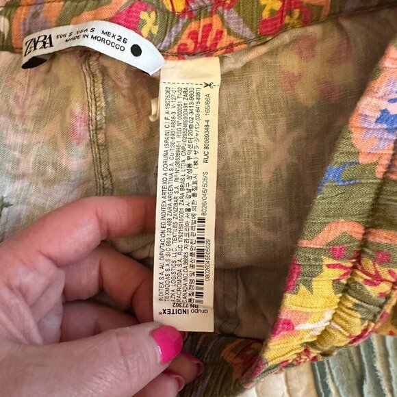 ⭐️ Host Pick ⭐️ Women's S Zara Aztec Printed Drawstring Shorts Linen Blend Funky - Picture 8 of 8